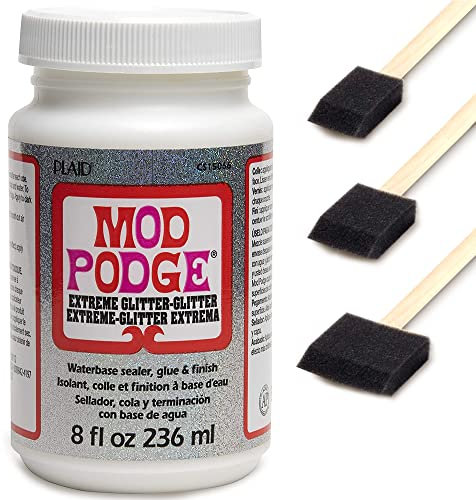 Mod Podge 8oz Extreme Glitter with 3 Foam Brushes