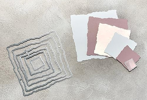 Stanzschablonen Cutting dies Quadrate vintage light Büttenrand , bis 10,5x13,5 cm 6-tlg.