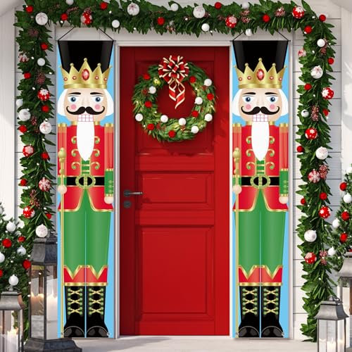 Christmas Nutcracker King Door Hanger Porch Banner Décor Indoor & Outdoor – Modern House Décor – Colorful Nutcracker Christmas Banners for Front Door Living Room Kitchen Wall Party (NCK-KING03)