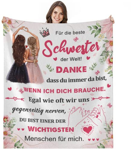 Bold And Brash Geschenke für Schwester, Geburtstagsgeschenk für Beste Schwester, Schöne Kuscheldecke Flauschig Fleecedecke Geschenkideen zum Geburtstag Weihnachten, 150x200cm