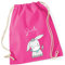 Personalisierter Turnbeutel für Mädchen Jungen mit Namen | Motiv süßer Esel | Stoffbeutel mit Kordel zum Zuziehen | Geschenk-Idee für Kinder (pink)