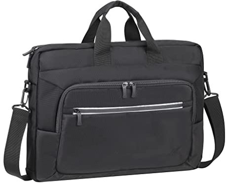 Rivacase Eco Laptoptasche 16 Zoll - wasserdichte Computertasche aus recyceltem Kunststoff - moderne Laptop Tasche für Männer und Frauen, Aktentasche für Business, Reisen, Uni, Schule (schwarz)