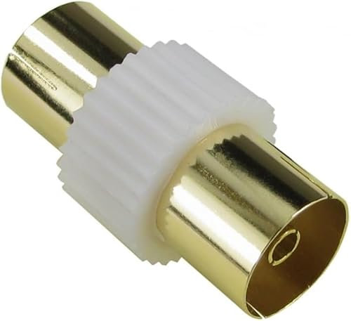 Mr. Gadget's Solutions® GOLD RF Coaxial Coupler TV Aerial Cable Joiner Adaptor Female to Female Socket - White