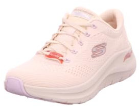 Skechers Arch Fit 2.0 Big League - Tenis para Mujer, Malla Natural con Ribete de Lavanda Malva, 37.5 EU