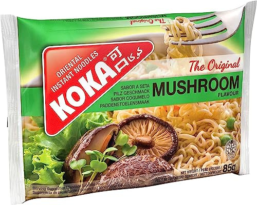 Koka Oriental Style Instant Noodles | Mushroom Flavour | Snack or Meal Accompaniment | Ready in 2 Minutes | 85g (Pack of 30)