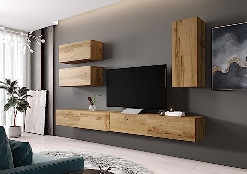 MEBLINE Wall Unit VIGO 13F – Wohnwand Wohnzimmer – Wohnzimmer Möbel – Wohnwand Modern – Lowboard Wohnzimmer – Wohnzimmer Schrankwand – Wohnzimmer Möbel Modern