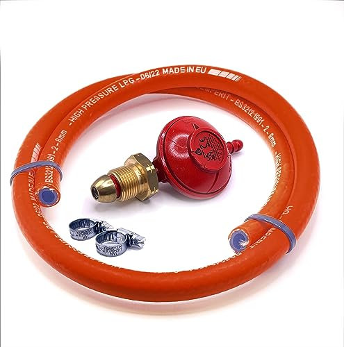DN Autogas Parts Regulador de presión de gas propano tipo POL de 1,5 kg/h + manguera de alta presión de 2 metros