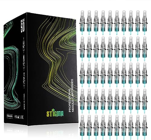 STIGMA 50Pcs Tattoo Cartridges Needles Disposable Mixed #10 Bugpin Round Magnum Curved Cartridge 7RM 9RM 11RM 13RM 15RM EN02B-50KIT-T
