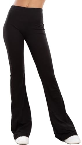 Toocool HYX4693 Damen-Hose mit Pfotenabdruck Flare Glocke Fitness Trainingsanzug Basic Sport, Schwarz , Small-Medium