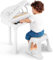 DREAMADE Clavier 31 Touches, Jouet Piano pour Enfants avec Tabouret, Instrument de Mini Piano à Queue avec Microphone, Modes Musicaux Multiples, Enseignement Guidé par Lumière (Blanc 31 Touches)