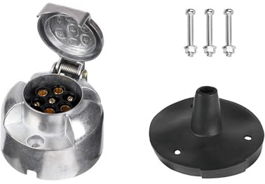 XUEYI 7 Poliger Steckdose Anhänger Metall, Aluminiumgehäuse, mit Rückseiten Dichtung, nach ISO 1724, Anhänger Steckdose 7 Polig, KFZ Steckdose 12V 7 Polig, Steckdose 7 Polig für PKW Anhänger