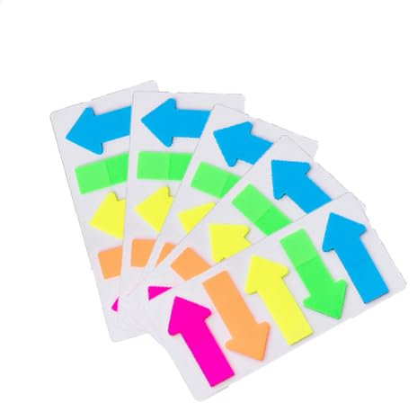 BE-TOOL Haftnotizen, Flaggen, Index-Tabs, 500 Stück, 5 Farben, Seitenmarker, Index-Tabs, selbstklebende Pfeil-Klebe-Tabs zum Anmerken, Bücher, Dateien – Typ C