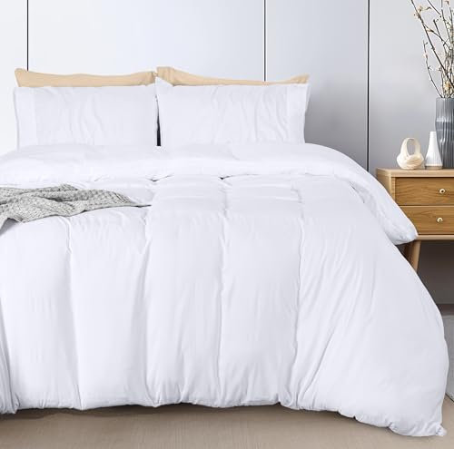 Utopia Bedding King Size Duvet Cover Set – Duvet Cover with Ruched Hem Pillow Cases – Soft Microfiber Polyester – Decorative King Size Duvet Set (White)