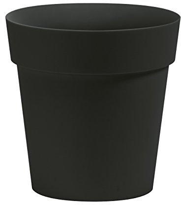 Nicoli Arké Jarrón redondo elegante para interior exterior, maceta redonda (26 cm, ANTRACITE)