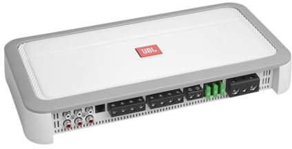 JBL MA5055 - High Performance 5-Channel Marine Amplifier, 100 watts RMS x 2 bridged at 4 ohms + 500 watts RMS x 1 at 2 ohms, preamp and Speaker-Level inputs