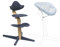 Stokke Nomi Stuhl (Oak Navy) mit Newborn Set (White/Grey Blue) - Inklusive 5-Punkt-Sicherheitsgurt und wendbarem, waschbarem Textilset - Bis 150 kg belastbar