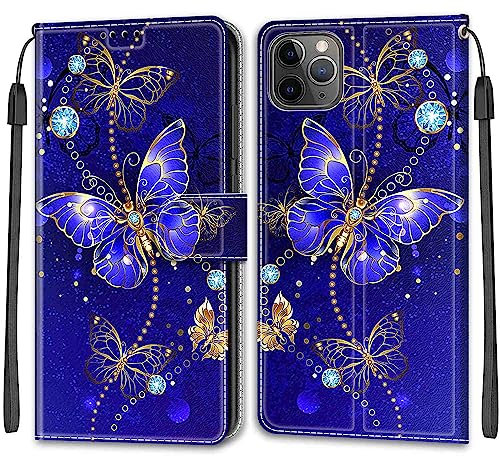 TOMYOU for iPhone 11 Pro Max Case, PU Leather Wallet Book Flip Folio Stand View Cover Pouch Compatible with iPhone 11 Pro Max Phone Case (Butterfly)