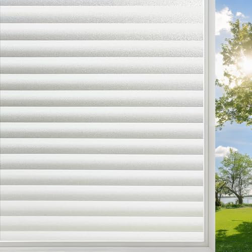 DARUITE Vinilos para Cristales 44.3x200cm, Esmerilado Rayas Vinilo Adhesivo Cristal Decorativos Electrostatico Anti UV Translucido Laminas Vinilo Ventana Privacidad para Hogar, Oficina, Cocina