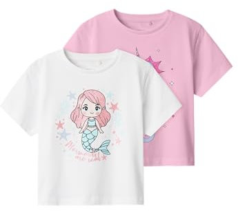 Name it mini Mädchen Nmffrejane 2P Ss Nreg Top, Lucent White, 110 EU