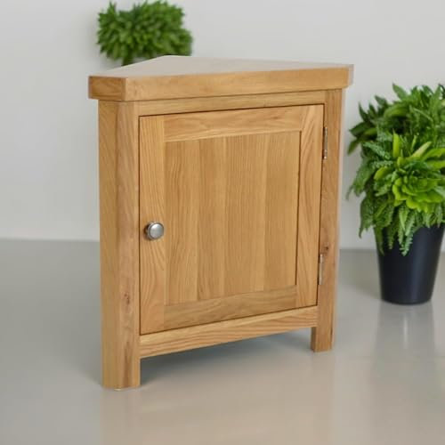 GROFurniture Oak Corner Cabinet, Corner Storage Triangle Cuboard Unit for Livingroom, Bathroom & Hallway, READY ASSEMBLED wooden furniture