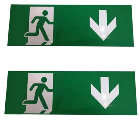papasbox 2 Stück LED Fluchtwegleuchte Notausgangsschild Nachleuchtend Fluchtwegschilder | LED Schild Notbeleuchtung IP65 Wasserdicht | Richtungspfeil Nach Unten Notstromakku bis zu 3H Notfall-Modus