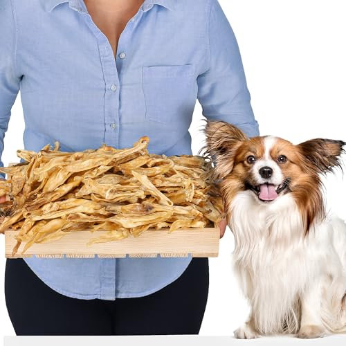 Orecchie di Coniglio senza Pelliccia per Cani 1kg (circa 75–85 pezzi) | Snack naturali di orecchie di coniglio senza peli | Essiccati all’aria, ipoallergenici, senza cereali