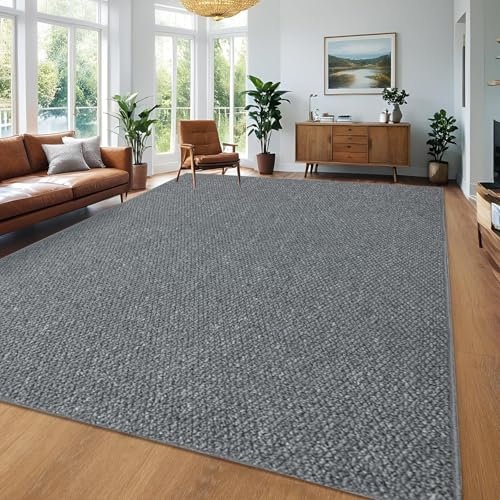 USTIDE Großer Sisal-Teppich für Wohnzimmer, rustikal, grob, strukturiert, Jute-Optik, rutschfest, waschbar, 200 x 300 cm