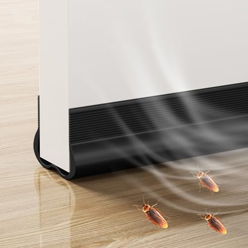 Lonwiner Joint de Porte en Caoutchouc Noir, Calfeutrer Bas de Porte, Joint Inférieur Isolation Insonorisé Anti-poussière, 93cm