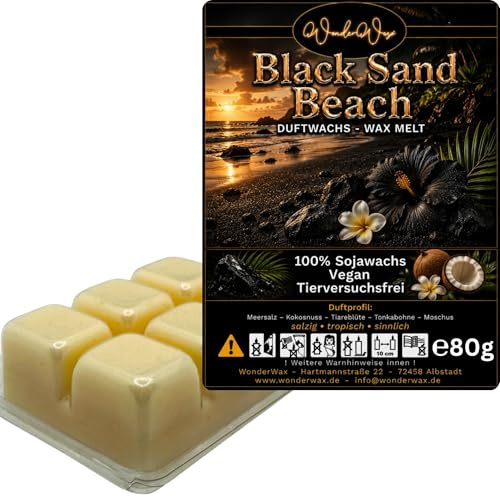 WonderWax® Duftriegel 6 x Duftwachs Würfel Weiß Black Sand & Beach | Farbe: Weiß | Raumduft für Duftlampen, Wax Melt, Sojawachs, Indoor Duftöl Wachs schmelzen für Aromalampe