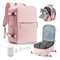 Sac a Dos Sous Vide de Voyage Cabine Avion avec Pompe – Sac de Compression avec Airbag, Port USB, Bagage à Main Imperméable -Rose pâle