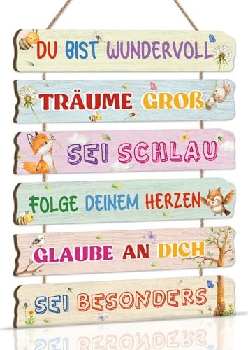 KAIRNE Du Bist Wundervoll Waldtier Spruch Wandschild Kinderzimmer Geschenk