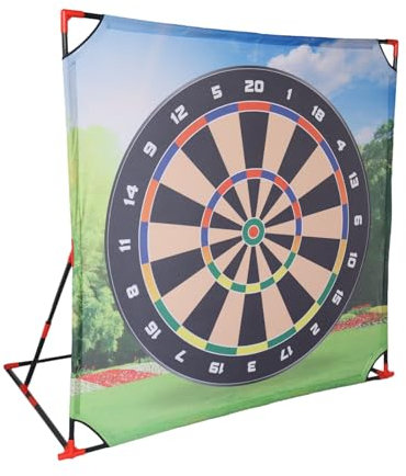 4-in-1 Kids Sports Target Game Set, Giant Bullseye Board with Football, Golf, Axe Throwing, 136.5 x 92 cm