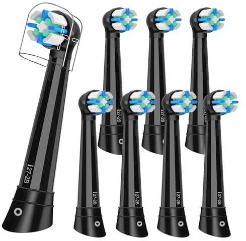 8 PCAK iO Toothbrush Heads Compatible with Oral B iO 2/3/4/5/6/7/8/9/10 Series Electric Toothbrush,Gentle Cleaning iO Electric Toothbrush Heads for Teeth & Gum Protection (Black)