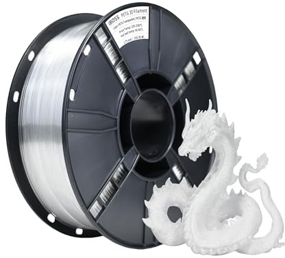 iBOSS PETG Filament 1,75 mm,Hohe Stärke Transparentes 3D-Druckerfilament, 1 kg Spule, +/- 0,02 mm, Geeignet für die meisten Drucker,PETG transparent