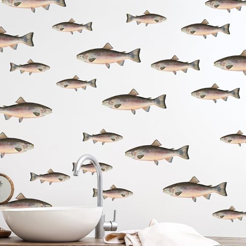 GRAZDesign Wandtattoo Forelle 28 Fische Set – Perfekt für Badezimmer & Kinderzimmer – Einzeln Platzierbar – Selbstklebende Fisch-Sticker