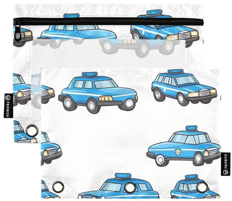 Dokumententasche mit Cartoon-Motiv Polizeiauto, weiß, Dokumententasche für drei Ringe, Bindertaschen, wasserdicht, für Büro, Büro