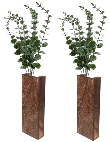 GAROZATION 2pcs Artificial Eucalyptus Wall Hanging Decor with Vase Faux Eucalyptuss for Front Door Porch and Indoor Decoration Easy Installation with Screws for Festive Atmosphere