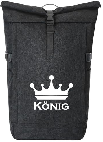 Huuraa Kurierrucksack König Schützenkönig 30-44 Liter Black Melange Fairtrade Rolltop Rucksack Geschenkidee