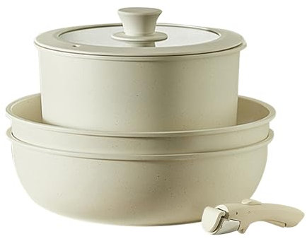 Batterie de cuisine à induction, 5/9 pièces, set de casseroles et poêles à revêtement en pierre, set de cuisine antiadhésif, avec poignée amovible