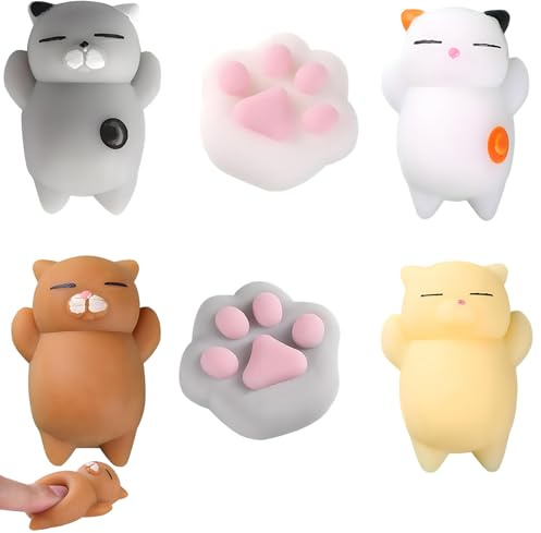 6 Stück Squishy Cat, Cat Paw Squishy, Squeeze Toy, Mini Squishies Anti-Stress-Spielzeug Spielzeug zum Drücken für Kinder Jungen und Mädchen Entspannungsspielzeug und Geschenke