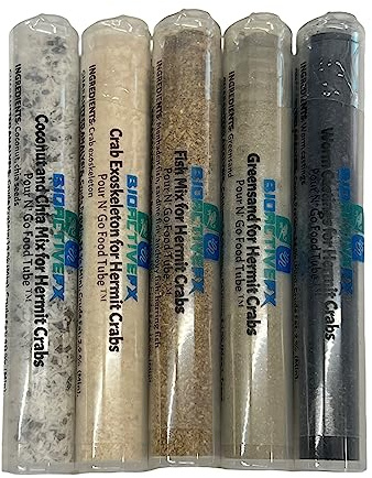 BioactiveFX Hermit Crab Food Variety Packs - Natural Multi-Mix and Treat Blend for Pet Hermit Crabs, Pour N’ Go Food Tube ™, Lab-Tested for Quality & Safety (5 Pack Standard)