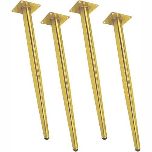 WYWY Industrielle Tischbeine aus Metall, 4er Set - Konisches Stahl-Design mit verstellbaren Nivellierfüßen & Montagezubehör für Hochbelastbare Möbel(Gold,60cm)