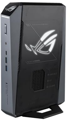ROG GR70 Gaming Mini PC with AMD Ryzen 9 9955HX CPU, NVIDIA GeForce RTX 5070 Mobile GPU, 32GB DDR5 RAM, 2TB NVMe SSD, Triple-Fan QuietFlow Cooling, Wi-Fi 7 & BT 5.4, extensive I/O, and ARGB Lighting