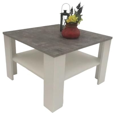 Möbel SD Couchtisch Wohnzimmertisch Kaffeetisch (Jan) Betonoptik - weiß