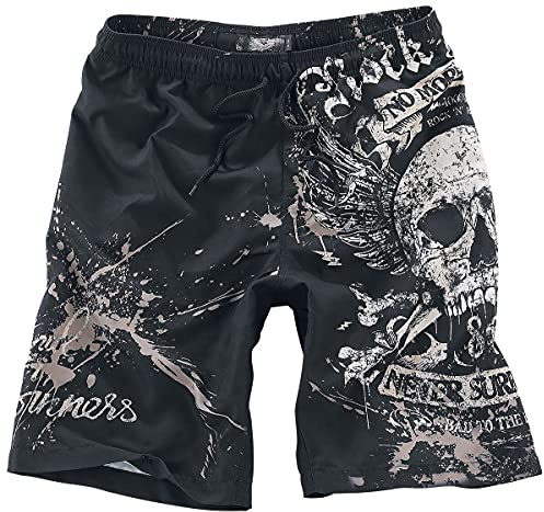 Rock Rebel by EMP Herren Schwarze Badehose mit rockigem Print