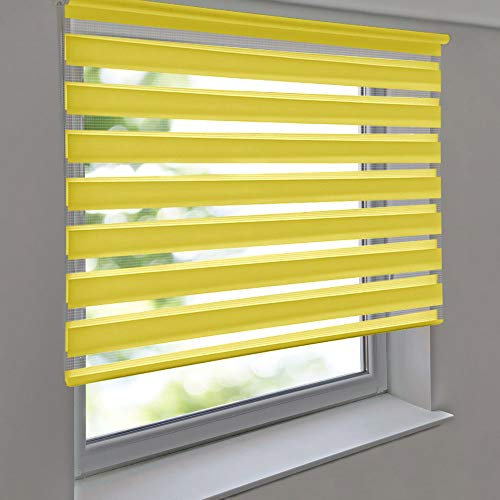 Doppelrollo Premium 45 x 80 cm gelb - Duorollo Vario Seitenzug zum Anschrauben freihängend für Wandmontage und Deckenmontage - inkl. Metallträger