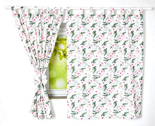 Babylux Kinderzimmer VORHÄNGE 2er Set 120x160 cm mit Schlaufen Kinder und Baby Gardinen (110. Wilde Blüten)