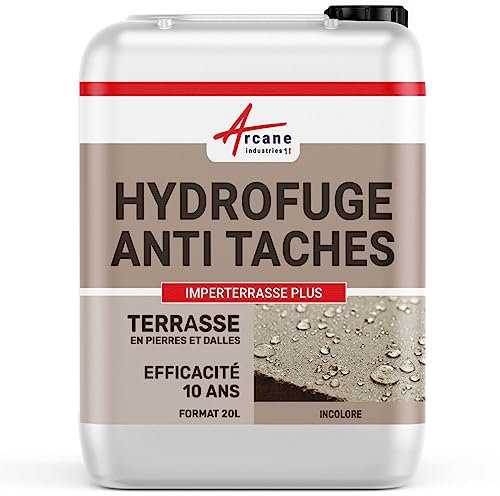 Hydrofuge imperméabilisant terrasse, balcon, sol, garantie 10 ans, anti-taches, pierres, dalle, béton - 20 L - ARCANE INDUSTRIES