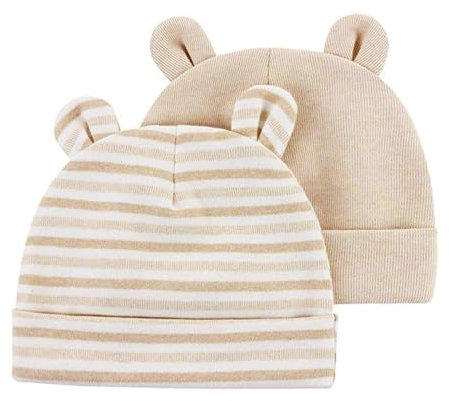 G-Tree Neugeborenes Krankenhaus Hat 6 Monate Bärenohren Junge Mädchen Beanie Baby-Babymütze Herbst-Winter-2-Pack