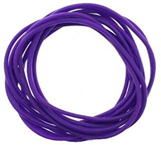 Lizzy | Neon Gummie Bracelets Pack of 12, Purple, Rubber Shag Bands | Lightweight, Stackable, Comfortable Fit | For Party Bags, 80s Fancy Dress, Friendship Wristbands